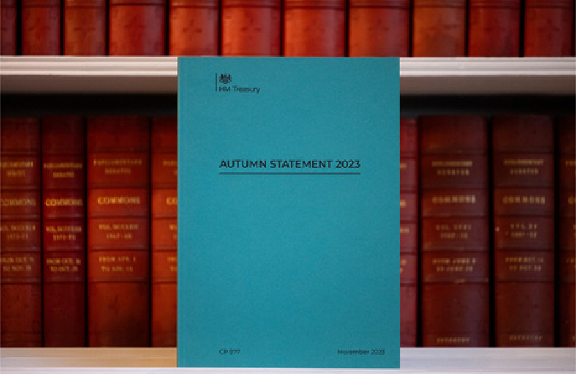 Autumn Statement Document on Bookshelf