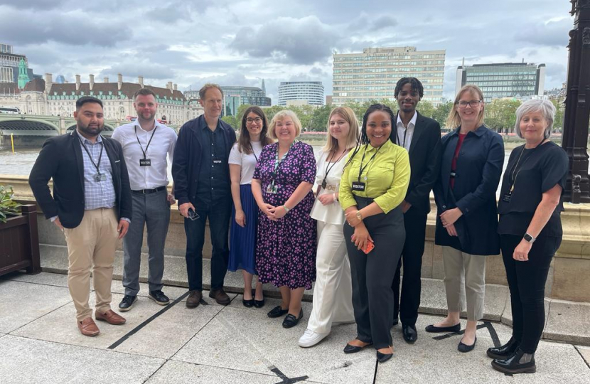 Jane and the Policy Team with a backdrop of the river Thames