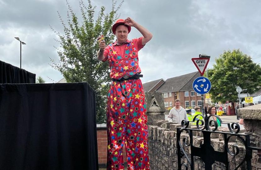 Somebody on stilts at the event