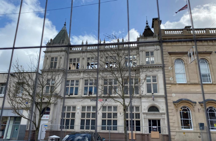 Picture of HSBC in Loughborough following the fire