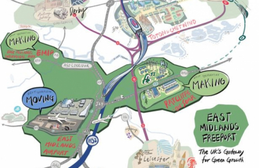 Map of the East Midlands freeport area