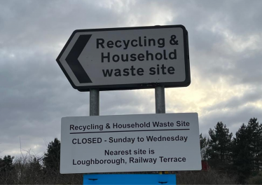 A sign showing directions to Shepshed Tip