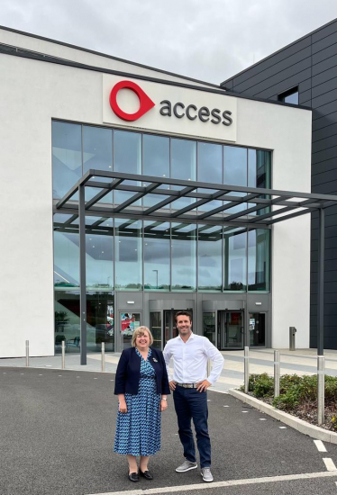 Jane and the Director outside of the Access building